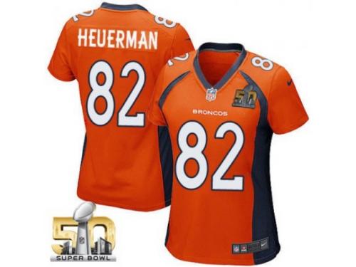 Game Jeff Heuerman WoMen Jersey - Denver Broncos #82 Home Orange Super Bowl 50 Bound Nike NFL