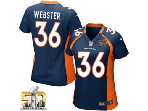Game Kayvon Webster WoMen Jersey - Denver Broncos #36 Alternate Navy Blue Super Bowl 50 Bound Nike NFL