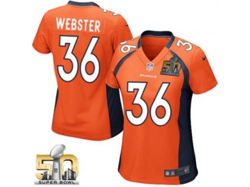 Game Kayvon Webster WoMen Jersey - Denver Broncos #36 Home Orange Super Bowl 50 Bound Nike NFL