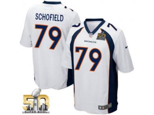 Game Michael Schofield Men Jersey - Denver Broncos #79 Road White Super Bowl 50 Bound Nike NFL