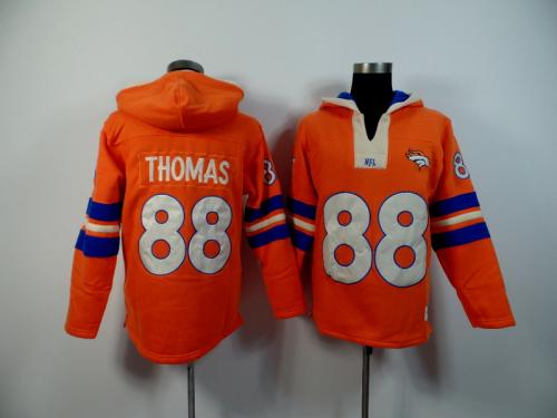 Men 2015 NFL Nike Denver Broncos (WR) #88 Demaryius Thomas Orange Pullover Hoodie