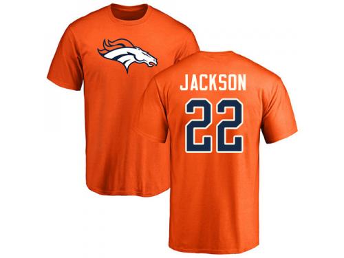 Men #22 Kareem Jackson Orange Football Name & Number Logo Denver Broncos T-Shirt