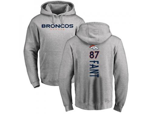 Men #87 Noah Fant Ash Football Backer Denver Broncos Pullover Hoodie