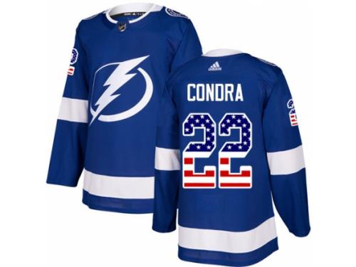 Men Adidas Tampa Bay Lightning #22 Erik Condra Blue USA Flag Fashion NHL Jersey