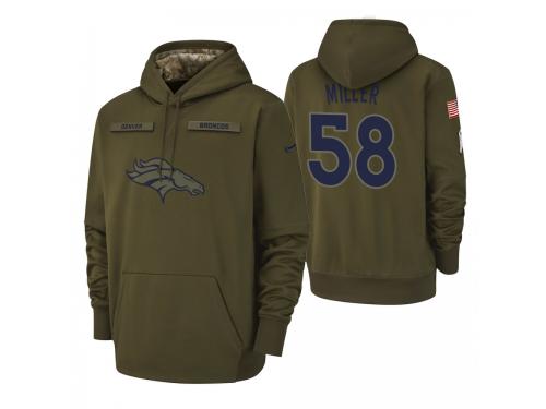 Men Denver Broncos #58 Von Miller Olive 2018 Salute to Service Pullover Hoodie