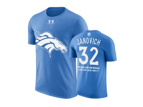 Men Denver Broncos Andy Janovich #32 Powder Blue Father Day Gift With Message T-Shirt
