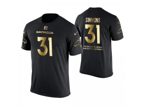 Men Denver Broncos Justin Simmons #31 Metall Dark Golden Special Limited Edition With Message T-Shirt
