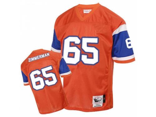 Men Mitchell And Ness Denver Broncos #65 Gary Zimmerman Orange Authentic Throwback NFL Jersey