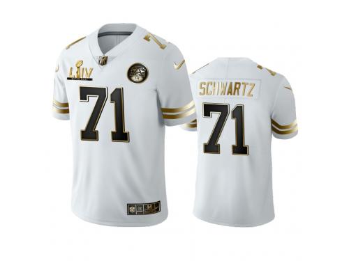 Men Mitchell Schwartz Chiefs White Super Bowl LIV Golden Edition Jersey