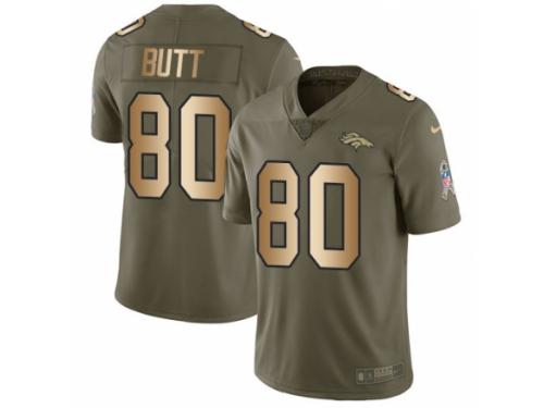 Men Nike Denver Broncos #80 Jake Butt Limited Olive/Gold 2017 Salute to Service NFL Jersey