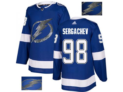 Men's Adidas Tampa Bay Lightning #98 Mikhail Sergachev Royal Blue Authentic Fashion Gold NHL Jersey