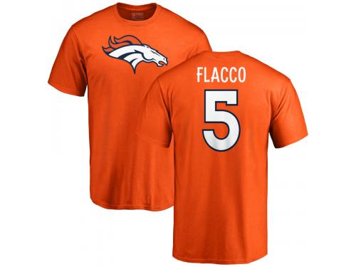 Men's Denver Broncos Joe Flacco NFL Pro Line Orange Any Name & Number Logo T-Shirt