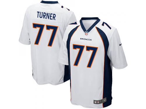 Nike Billy Turner Game White Road Men's Jersey - NFL Denver Broncos #77