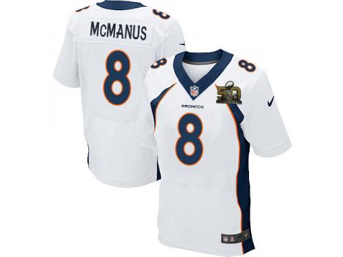 Super Bowl 50 Men Nike NFL Denver Broncos #8 Brandon McManus Authentic Elite Road White Jersey