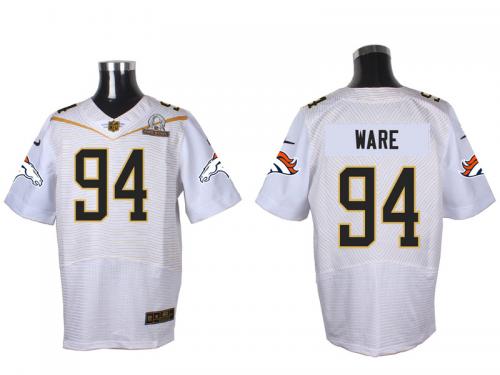 Super Bowl 50 Nike Denver Broncos #94 DeMarcus Ware Men Elite White Jerseys