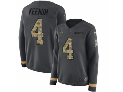 Women Nike Denver Broncos #4 Case Keenum Limited Black Salute to Service Therma Long Sleeve NFL Jersey