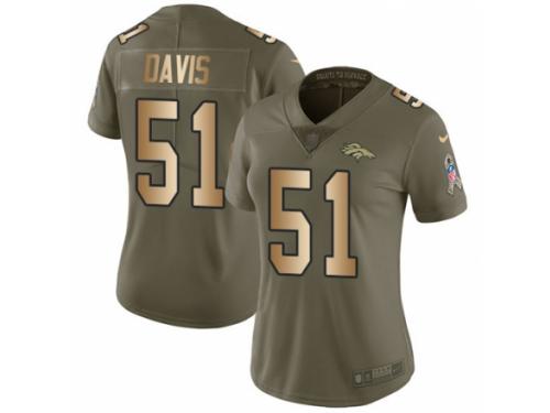 Women Nike Denver Broncos #51 Todd Davis Limited Olive/Gold 2017 Salute to Service NFL Jersey
