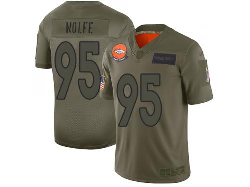 Women's #95 Limited Derek Wolfe Camo Football Jersey Denver Broncos 2019 Salute to Service