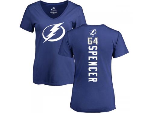 Women's Adidas NHL Tampa Bay Lightning #64 Matthew Spencer Backer Royal Blue T-Shirt Adidas