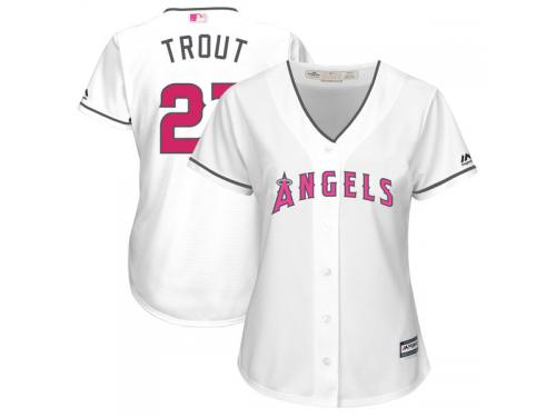 Women's New Los Angeles Angels of Anaheim Mike Trout Majestic White Mother's Day Cool Base Jersey