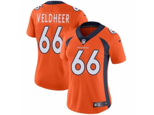 Women's Nike Denver Broncos #66 Jared Veldheer Orange Team Color Vapor Untouchable Limited Player NFL Jersey