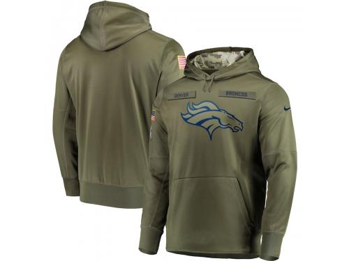Youth Denver Broncos Nike Olive Salute to Service Sideline Therma Performance Pullover Hoodie
