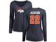 #22 Kareem Jackson Navy Blue Football Name & Number Logo Women's Denver Broncos Long Sleeve T-Shirt
