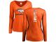 #87 Noah Fant Orange Football Backer Women's Denver Broncos Long Sleeve T-Shirt