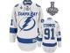 Men Reebok Tampa Bay Lightning #91 Steven Stamkos Premier White Away 2015 Stanley Cup Patch NHL Jersey