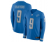 Men's Detroit Lions Customize jersey with Any Name Nike Blue Therma Long Sleeve Jersey