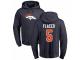 Men's Football Denver Broncos #5 Joe Flacco Navy Blue Name & Number Logo Pullover Hoodie
